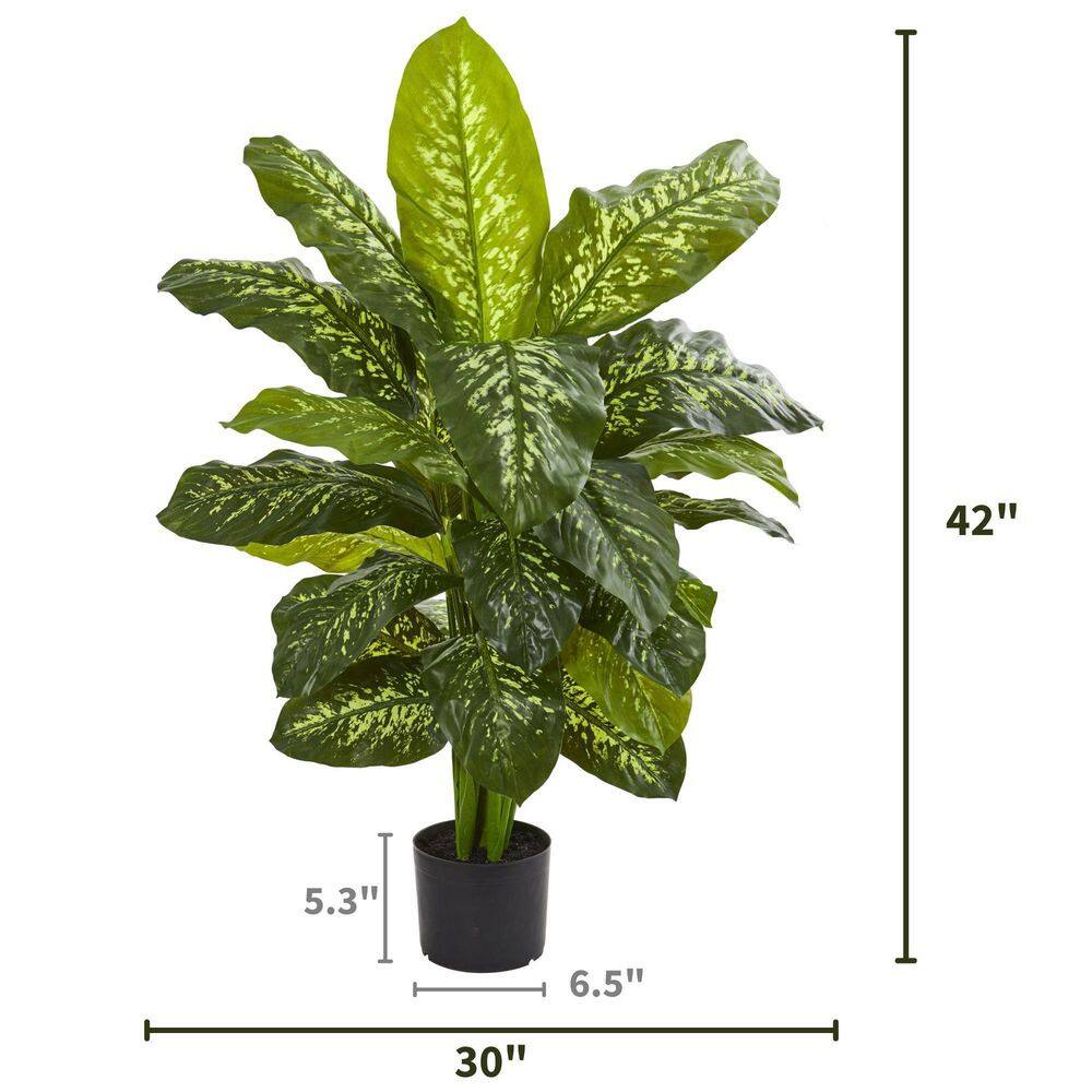42'' Green Faux Leopard Lily Potted Plant with Lights