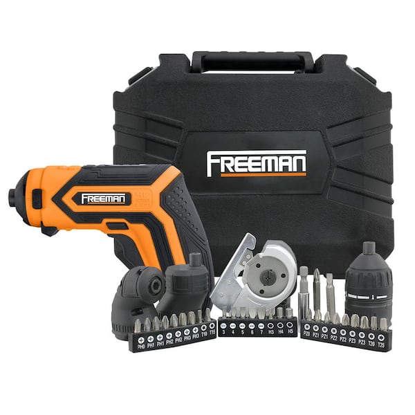 Freeman 3.6-Volt Lithium-Ion Cordless 1/4 in. Rechargeable Electric Mini Screwdriver Kit w/Charger, Attachments, Hex Bits & Case