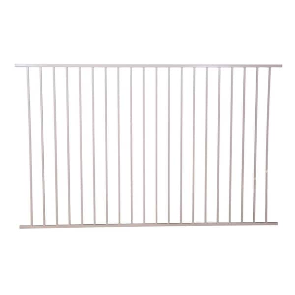 Unbranded 5 ft. x 8 ft. Metal Spaced Bar Flat Top Pro Series W Navajo White Flat Metal Fence Panel