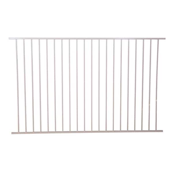 US Door and Fence 5 ft. x 8 ft. Metal Spaced Bar Flat Top Pro Series W Navajo White Flat Metal Fence Panel
