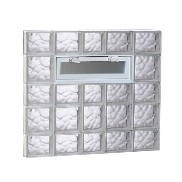Clearly Secure 36.75 in. x 32.75 in. x 3.125 in. Frameless Wave Pattern Vented Glass Block Window