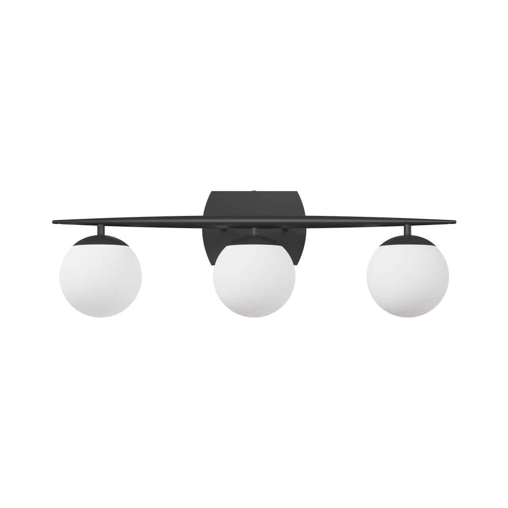 24.41 in. 3-Light Matte Black Bathroom Vanity Light with White Round Glass Shades for G9 Bulbs price history on PriceWatchPro