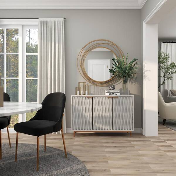 Litton Lane 47 in. W White Wood 1 Shelf and 3 Doors Geometric