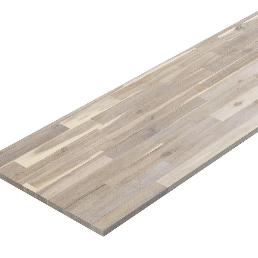 Interbuild Solid Acacia 8 Ft L X 25 In D X 1 In T Butcher Block Countertop Organic White 