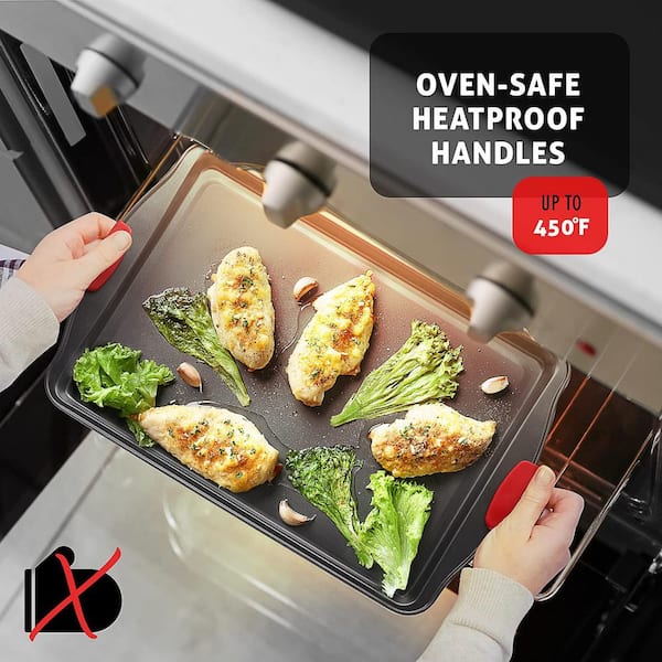 39-Piece Nonstick Black Steel Bakeware Set with Black Utensil and Silicone Handles