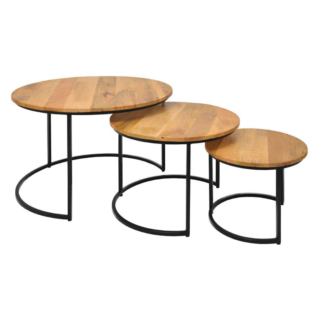 black and wood nest of tables