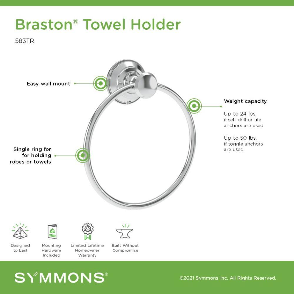 Braston Polished Chrome Wall Mounted Towel Ring