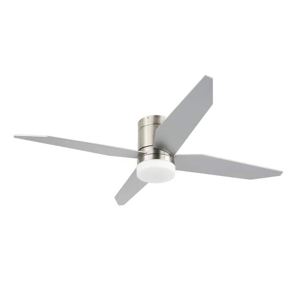 MLiAN 52 in. Indoor Low Profile LED Indoor Brushed Nickel Ceiling Fan with Light Kit and Remote Control
