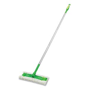 10 in. Blended Cloth Sweeper Flat Mop, 10 x 4.8 White Head, 46 in. Green/Silver Aluminum/Plastic Handle, 1/Each
