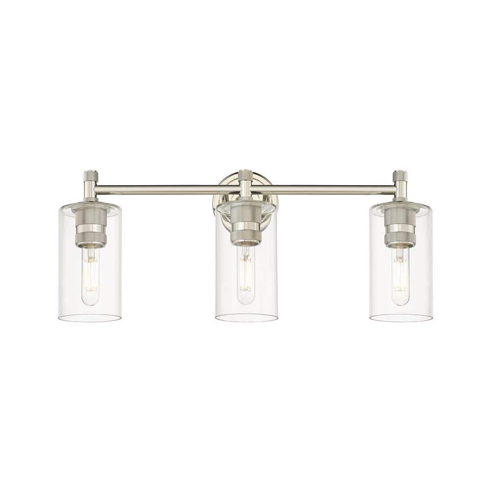Crown Point 23.88 in. 3-Light Polished Nickel Vanity Light with Glass Shade price history on PriceWatchPro