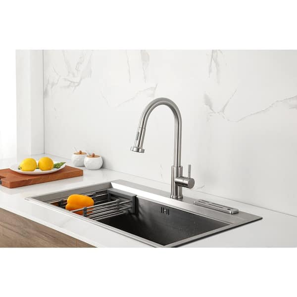 Maincraft Single-Handle Pull Down Sprayer Kitchen Faucet Stainless Steel in Brushed Nickel