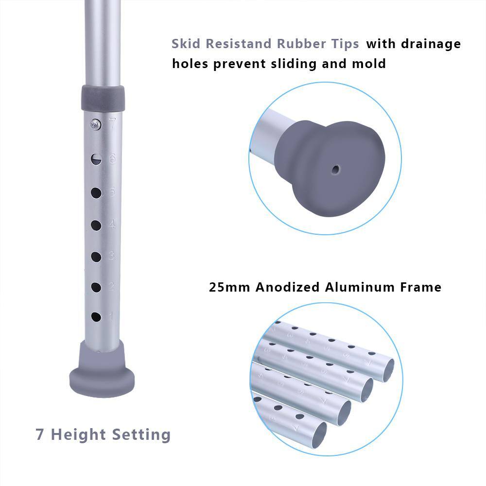 Adjustable White Plastic Shower Chair with Anti-Skid Feet