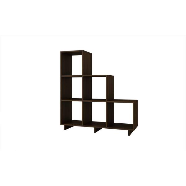 Manhattan Comfort Cascavel 36.22 in. W x 11.41 in. D Sophisticated Tobacco Stair Cubby Shelf
