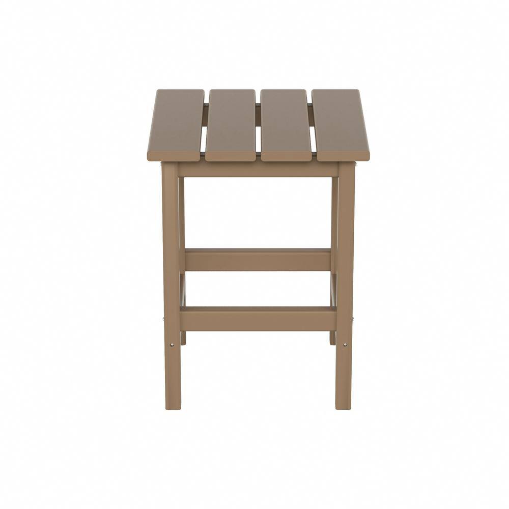 Weathered Wood 3-Piece HDPE Adirondack Chair Set with Side Table