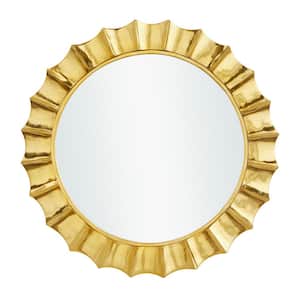 35 in. x 35 in. Round Framed Gold Starburst Wall Mirror