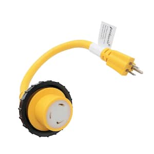 1.5 ft. 10/3 STW 3-Wire Shore Power 15 Amp to 30 Amp NEMA 5-15P to L5-30R RV Adapter Cord