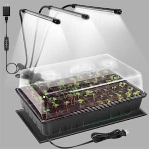 60-Cell Seed Starter Kit with Grow Light and Heat Mat, 4.3 in. Humidity Dome, Waterproof Heat Mat, Plastic Trays