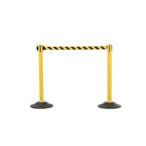 US Weight Sentinel Yellow Stanchion with 6.5 ft. Chevron Yellow/Black Retractable Belt (2-Pack)