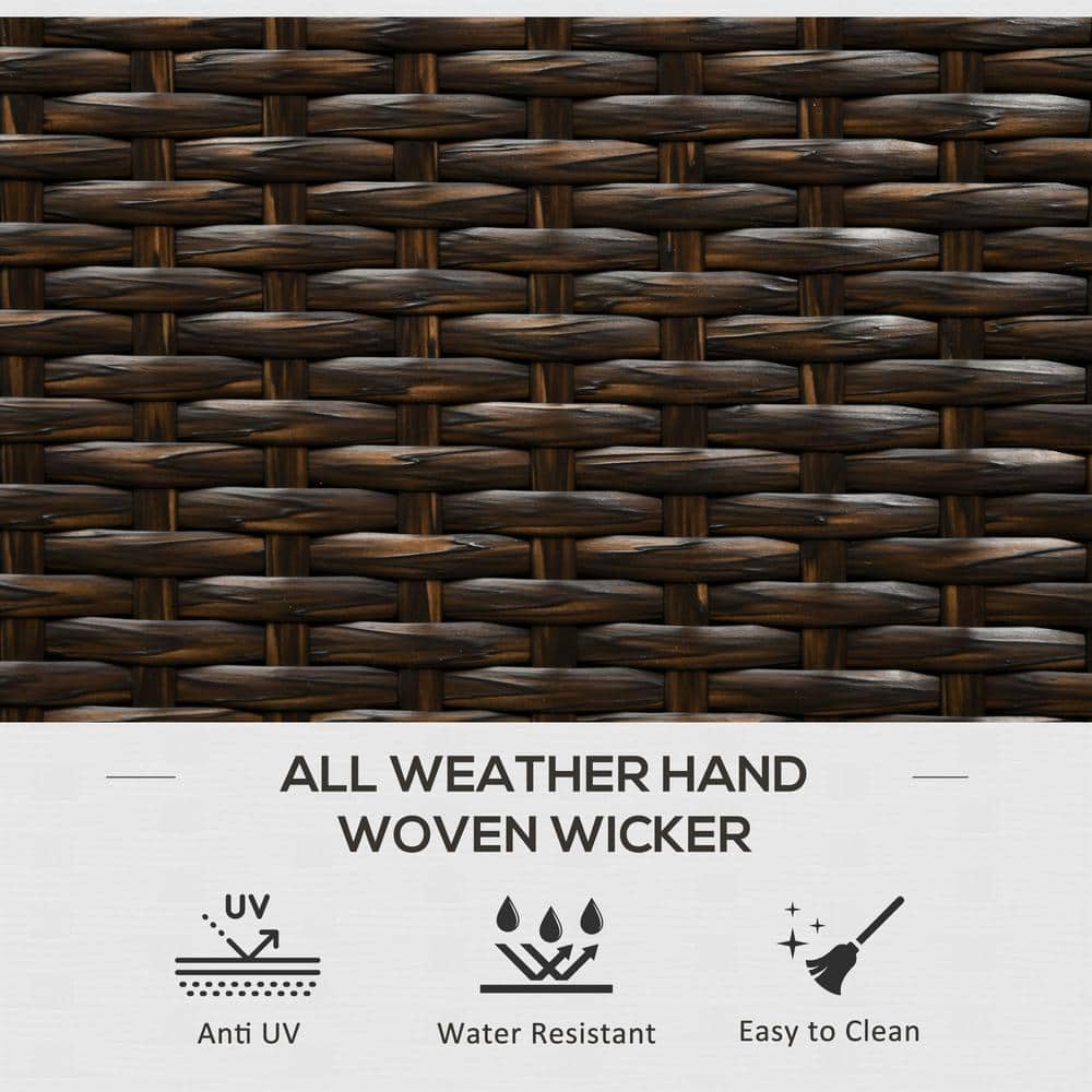 Brown Wicker and Plastic Outdoor Deck Box with Hydraulic Lift