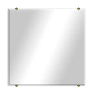 Modern Rustic (30in. W x 30in. H) Square Frameless Beveled Wall Mirror with Brass Round Clips