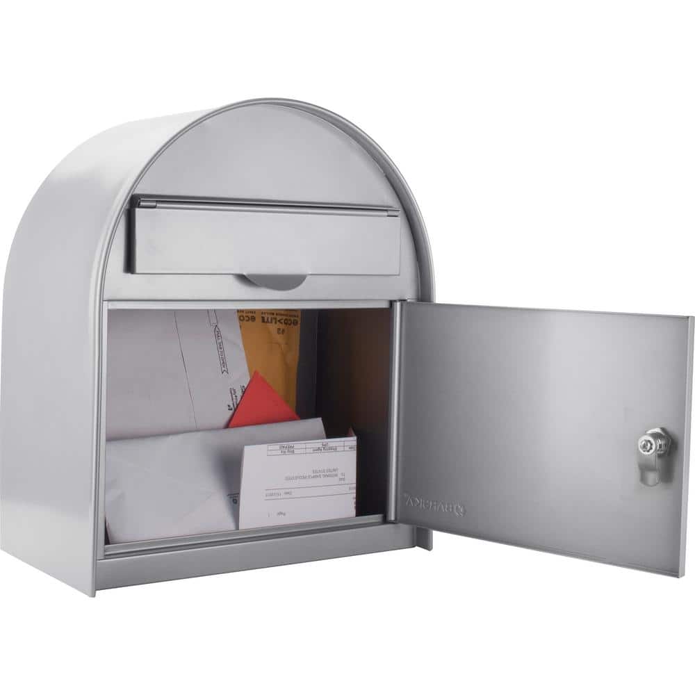 Large Gray Steel Locking Wall Mount Mailbox