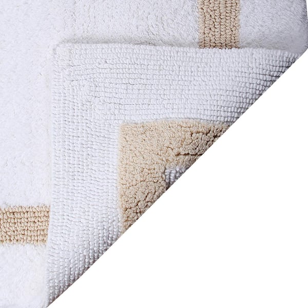 Better Trends Hotel Collection White/Sand 20 in. x 20 in. Contour 100% Cotton Bath Rug