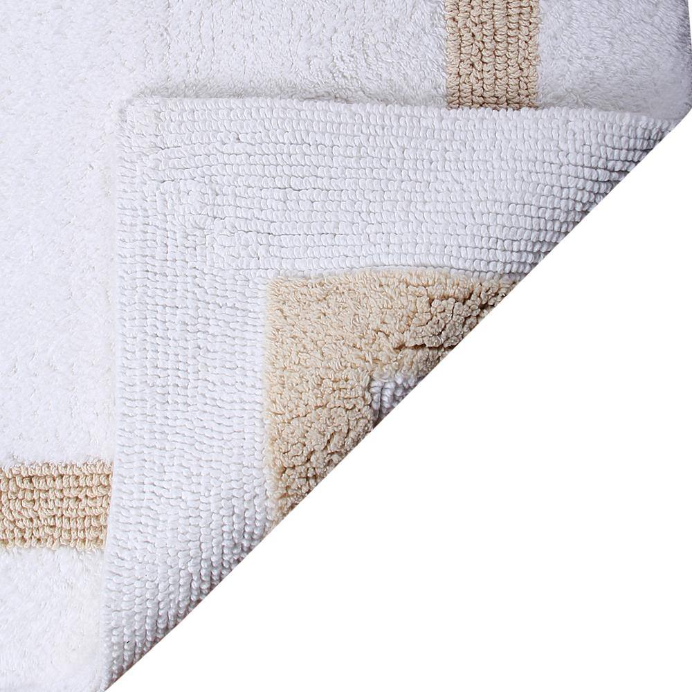 White and Sand Cotton Tufted Reversible Bath Rug Set