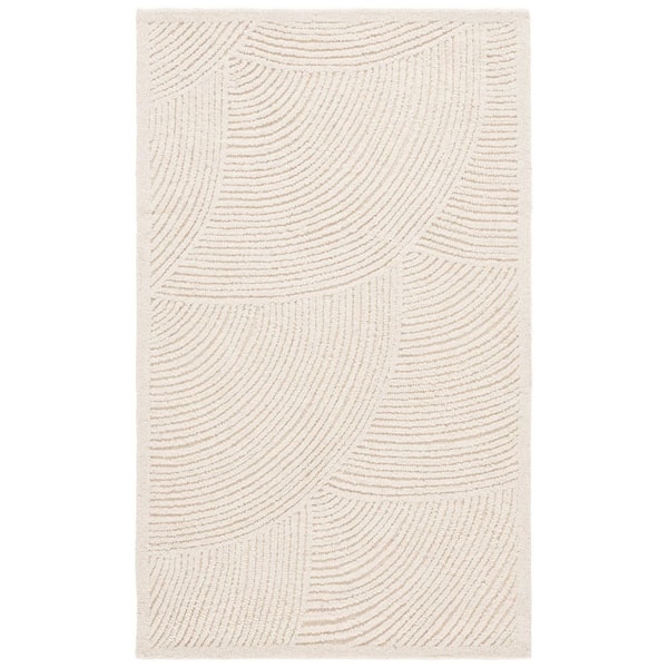 Textural 2 ft. x 4 ft. Ivory Monochrome Geometric Area Rug