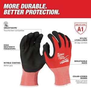 Small Red Nitrile Level 1 Cut Resistant Dipped Work Gloves (8-Pack)