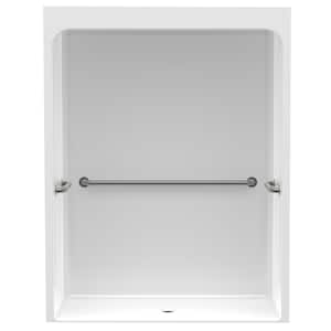 Accessible Acrylic 60 in. x 34 in. x 79 in. 1-Piece Shower Stall with Grab Bars and Center Drain in White