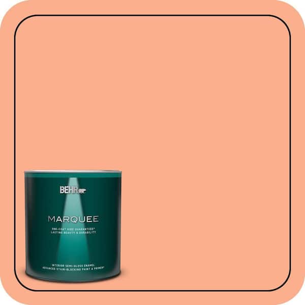 BEHR MARQUEE 1 qt. #220B-4 Orange Grove Semi-Gloss Enamel Interior Paint & Primer