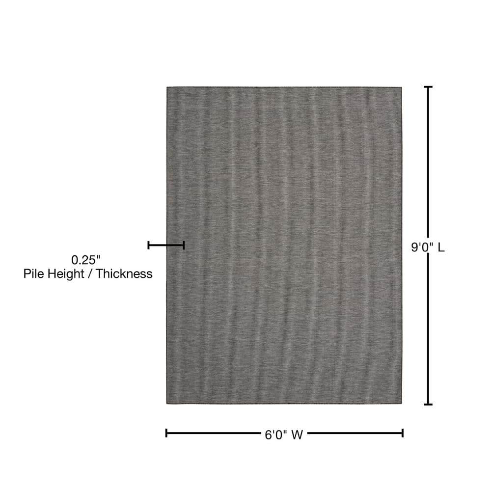 Charcoal 6' x 9' Solid Synthetic Flat Woven Rug