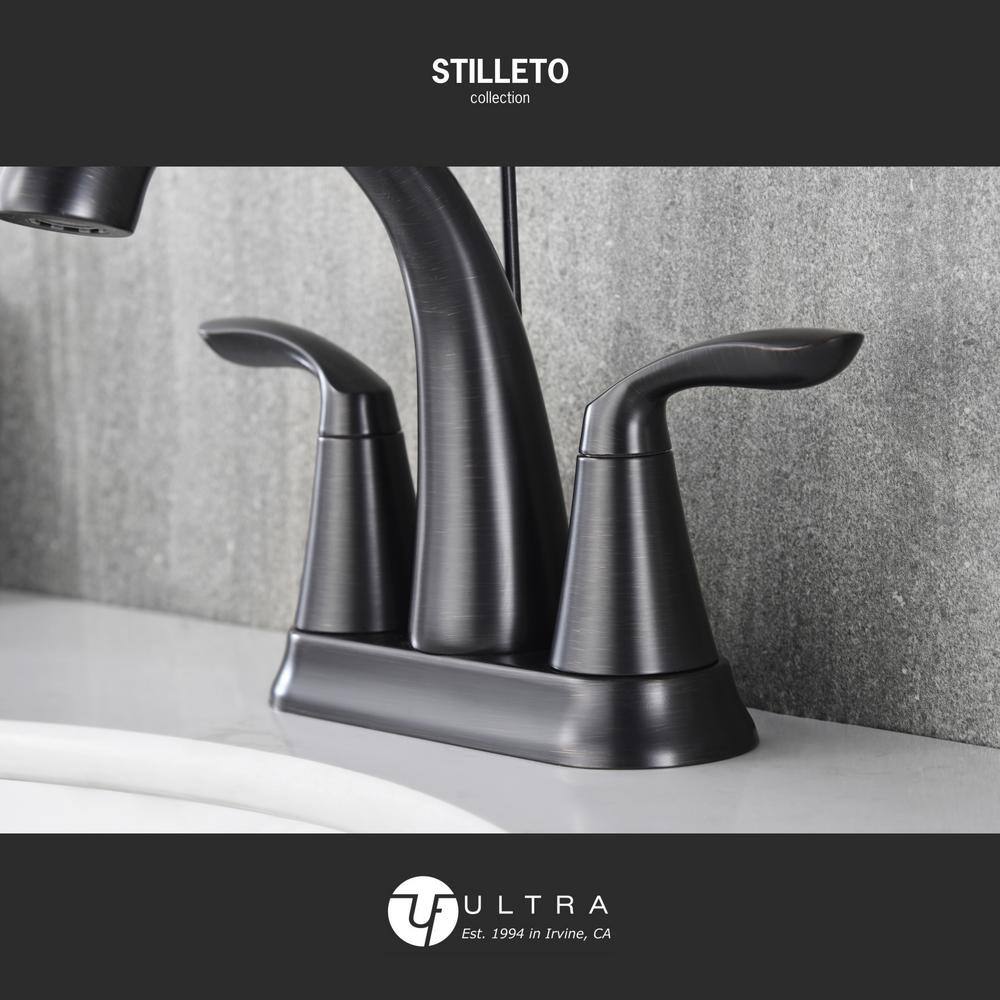 Oil Rubbed Bronze Centerset Bathroom Faucet with Drain Assembly