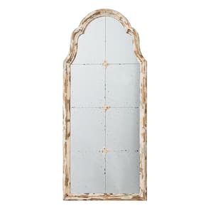 22 in. W x 48 in. H Arched Cream & Gold Wall Mirror with Decorative Window Look Framed