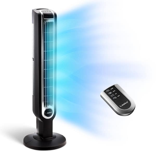 Lasko 36 in 3 Speed Black Oscillating Tower Fan with Programmable Timer and Remote Control