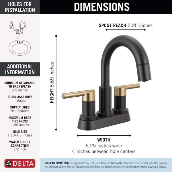 Delta Nicoli 4 in. Centerset Double Handle Pull-Down Spout