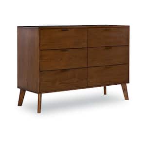 William 50 in. W x 18.5 in. D x 36 in. H Medium Brown 6-Drawer Dresser
