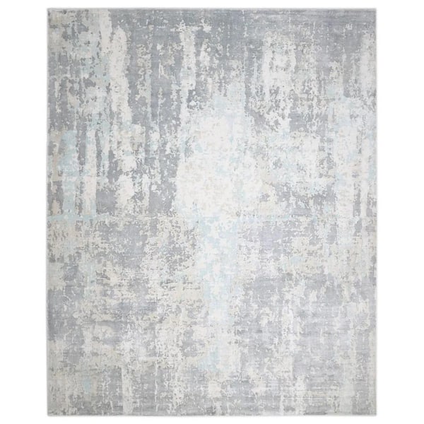 Solo Rugs Hagues Contemporary Abstract Cream 10 ft. x 14 ft. Hand Loomed Area Rug