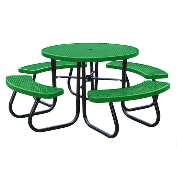 Paris 46 in. Light Green Picnic Table with Built-In Umbrella Support