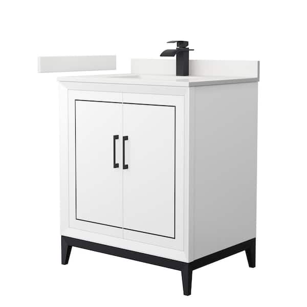 Marlena 30 in. W x 22 in. D x 35.25 in. H Single Bath Vanity in White with White Quartz Top