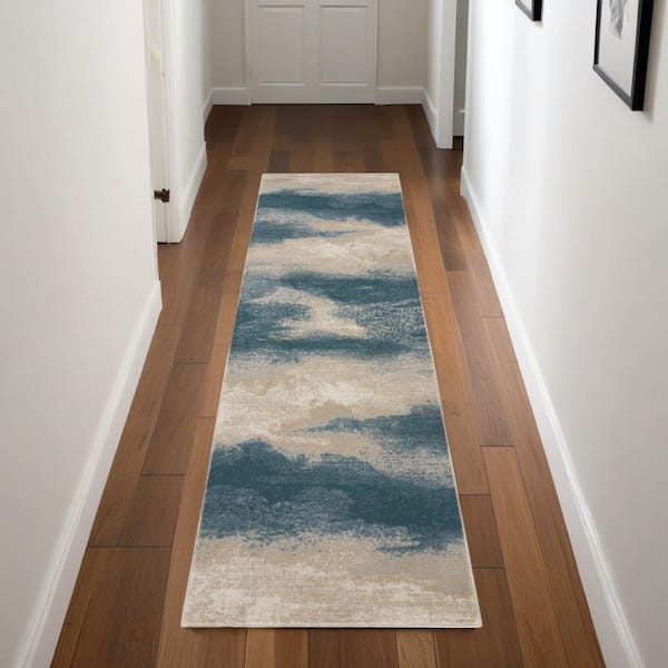 2 ft. x 8 ft. White Medallion Washable Area Rug