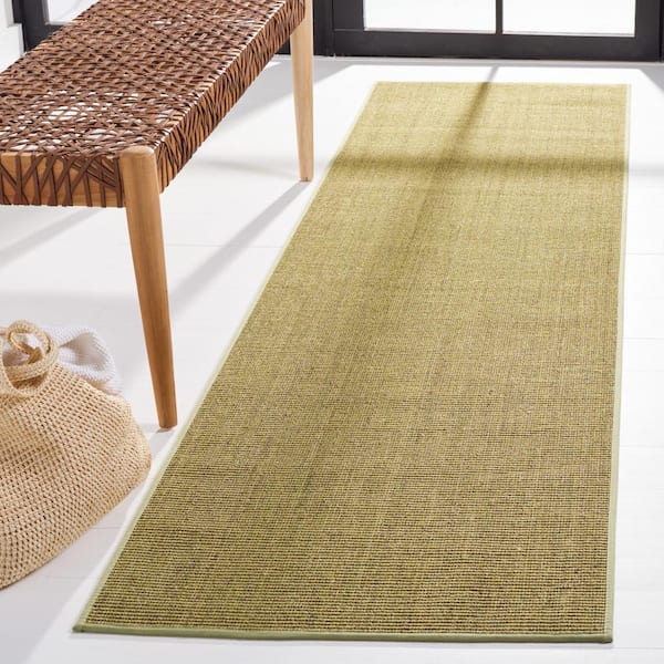 Martha Stewart Green 2 ft. x 12 ft. Basket Marle Runner Rug