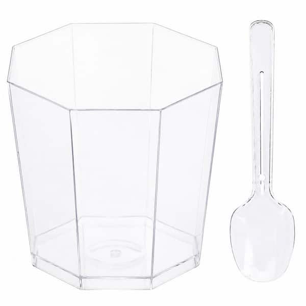 100 Pack Clear Plastic Dessert Cups with 5.4 oz Capacity and 100 Matching 4 in Spoons for Party Serving