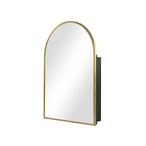 24 in. W x 36 in. H Arched Gold Recessed/Surface Mount Medicine Cabinet with Mirror