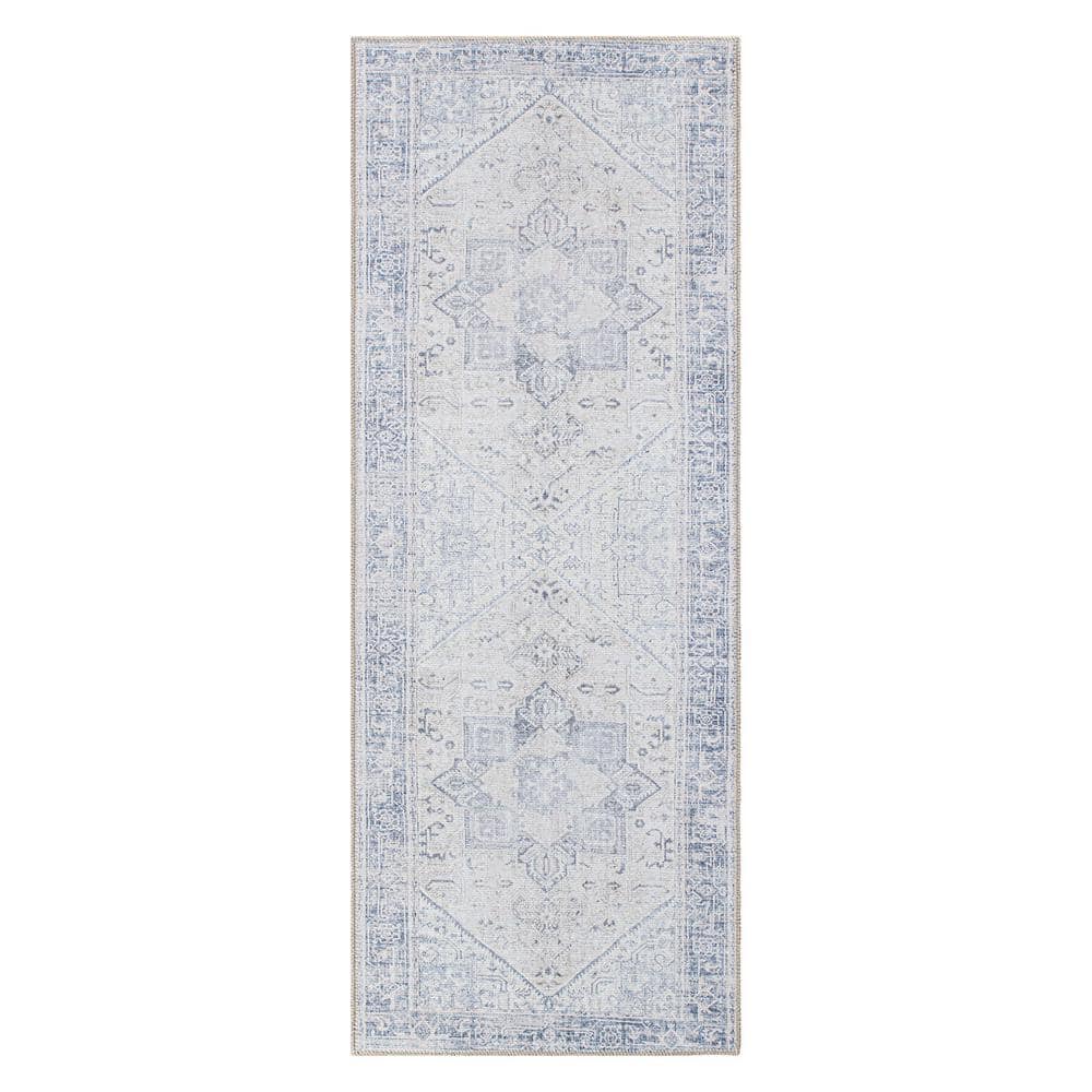Medallion Boho Machine Washable Area Rug Blue 2 ft. 6 in. x 6 ft. price history on PriceWatchPro