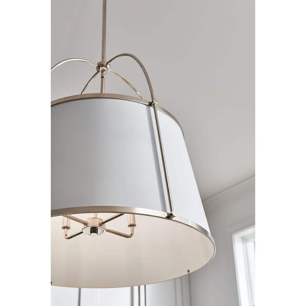 Clarke 16'' Transitional Drum Pendant in Polished Nickel