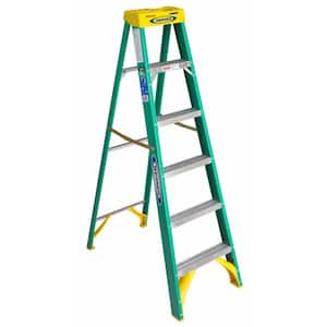 6 ft. Fiberglass Step Ladder with Yellow Top 225 lb. Load Capacity Type II Duty Rating