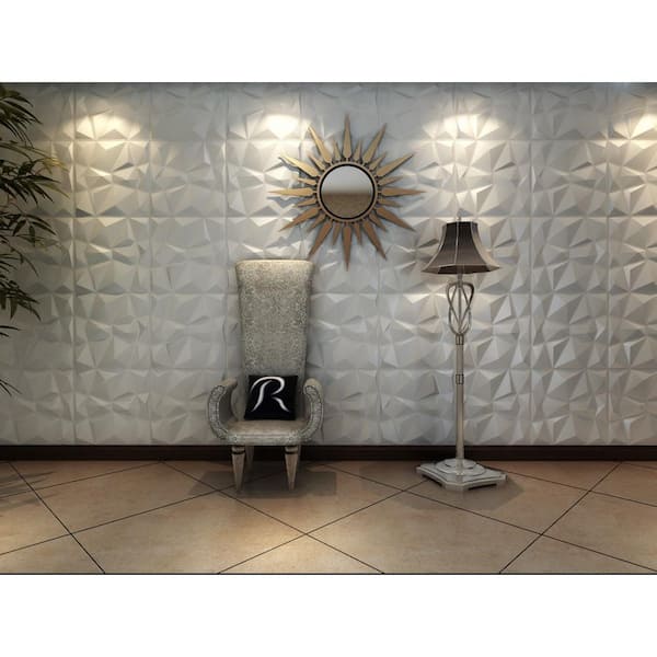 Art3dwallpanels 19.7 in. x 19.7 in. 32 sq. ft. White PVC 3D Wall Panel Star  Textured for Interior Wall Decor (Pack of 12-Tiles) A10hd050WTP12 - The  Home Depot