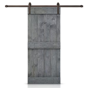 Mid-Bar 22 in. x 84 in. Gray Stained DIY Wood Interior Sliding Barn Door with Hardware Kit