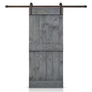 Mid-Bar 42 in. x 84 in. Gray Stained DIY Knotty Pine Wood Interior Sliding Barn Door with Hardware Kit